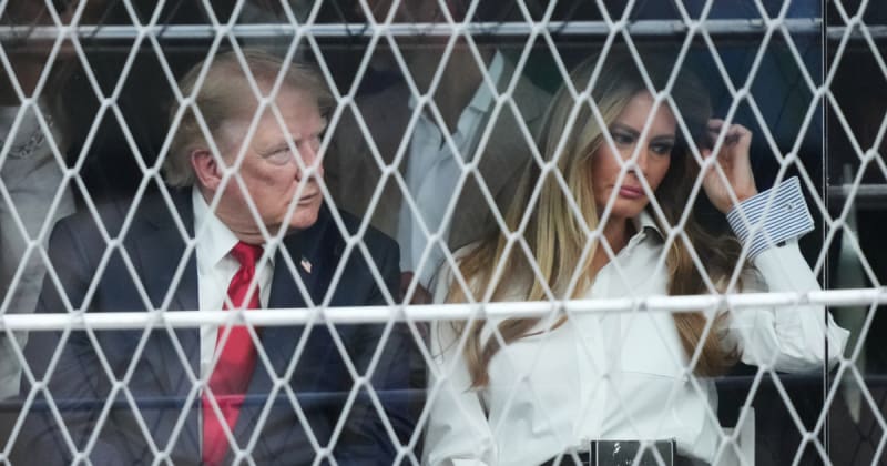 Video shows Melania abruptly exits as Natalie Harp approaches Trump at Freedom 250 Grand Prix
