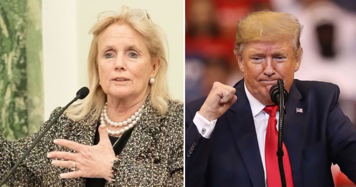 Michigan Democratic Rep Debbie Dingell took a major swipe at Donald Trump and his close aide Natalie Harp after the president threatened to rename Lake Ontario 'Lake America' (@repdingell/Instagram, Getty Images)