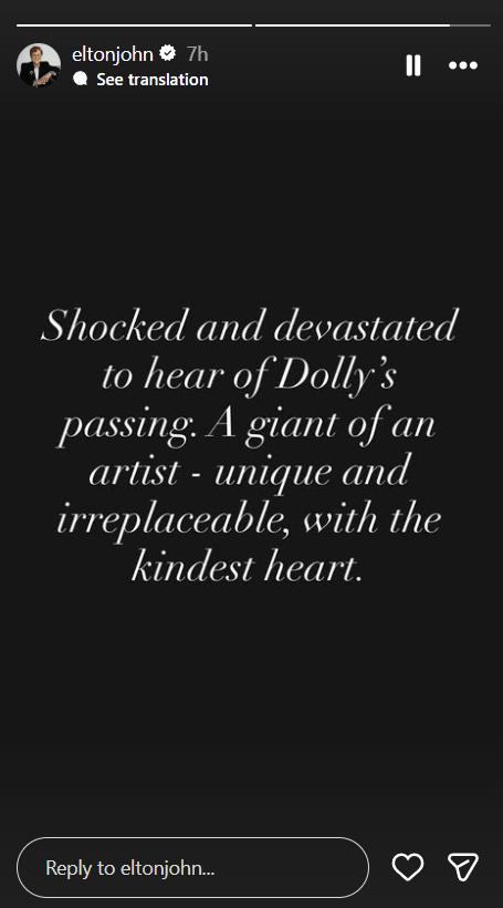Elton John remembers Dolly Parton