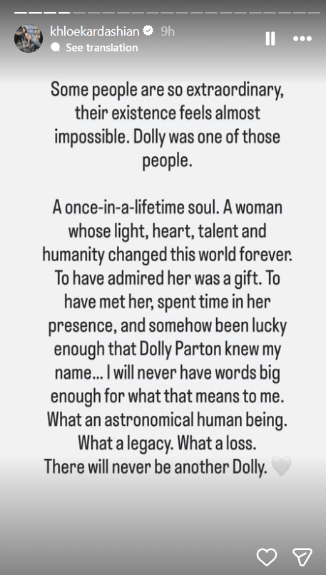 Khloe Kardashian pays tribute to Dolly Parton