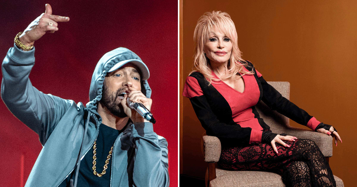 Eminem paid tribute to Dolly Parton following the country music legend’s death at 80, sharing a heartfelt note she sent him after his 2022 Rock & Roll Hall of Fame induction (Getty Images, AP Photo/Andres Kudacki)