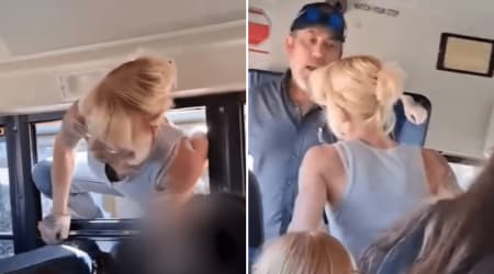 Video shows parents storm California school bus as kids crawl out windows in chaotic standoff