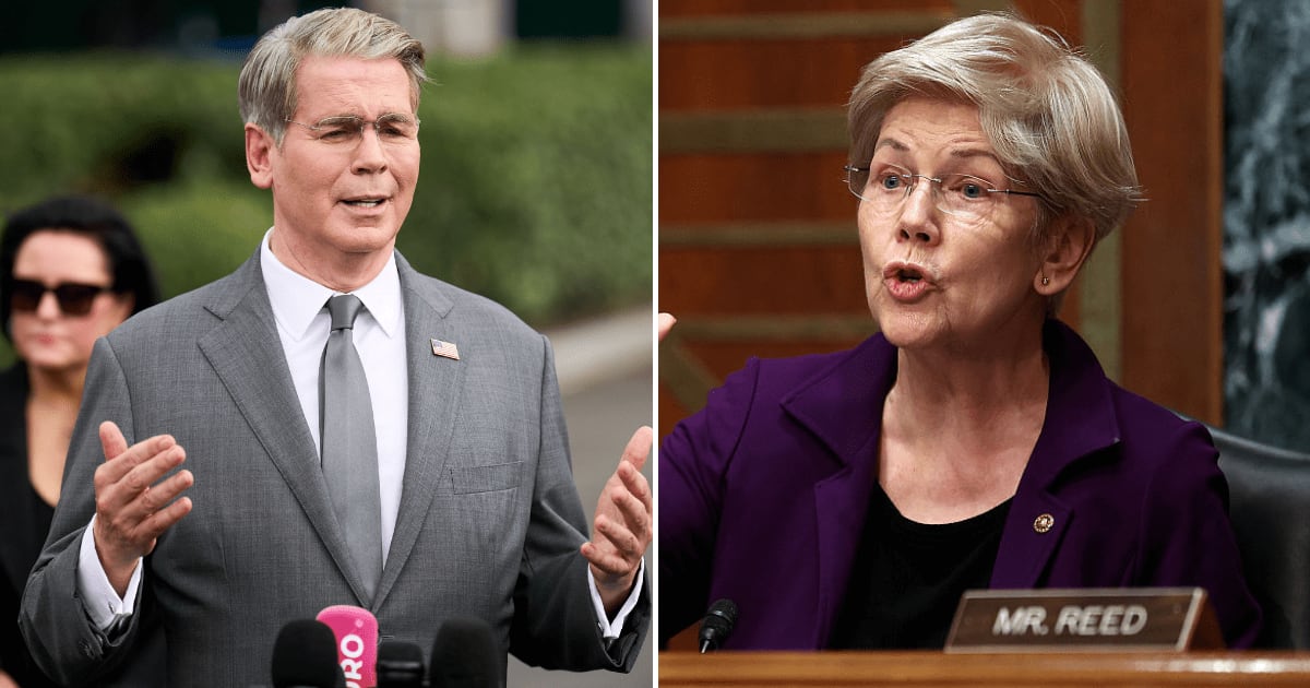 Treasury Secretary Scott Bessent's sharply worded letter to Sen Elizabeth Warren has turned a dispute over currency policy into a public Washington feud (AP Photo/Jacquelyn Martin, Kevin Dietsch/Getty Images)