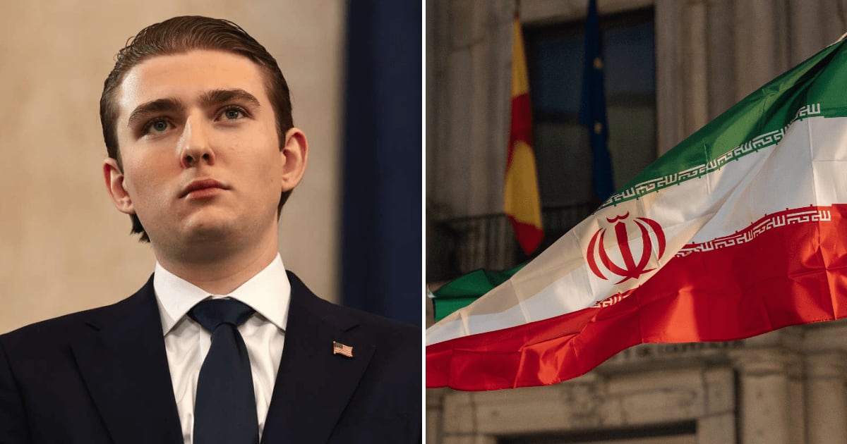 A social media post claims Barron Trump has responded to Iran $10M bounty on his head (Getty Images)