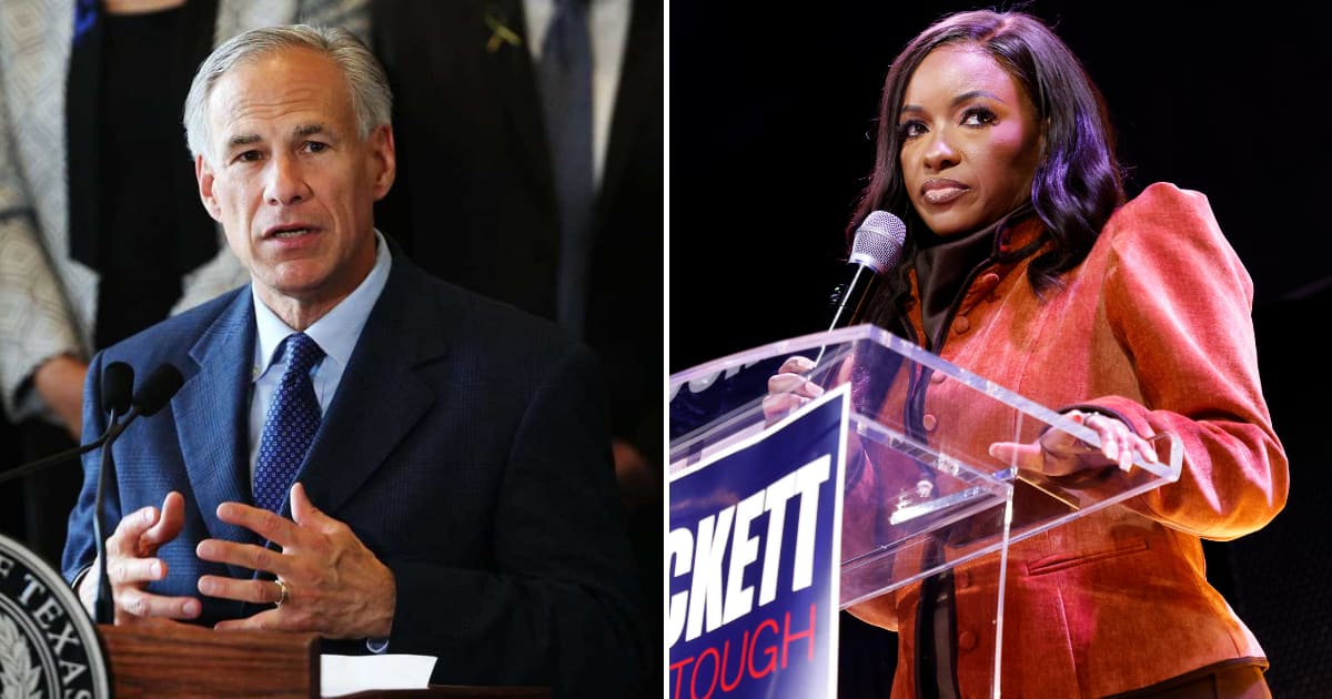 The rumor spread through a post claiming Jasmine Crockett had repeatedly appeared at locations and events involving Greg Abbott to harass him, prompting the governor to issue a statewide no-trespass order against her (Getty Images)