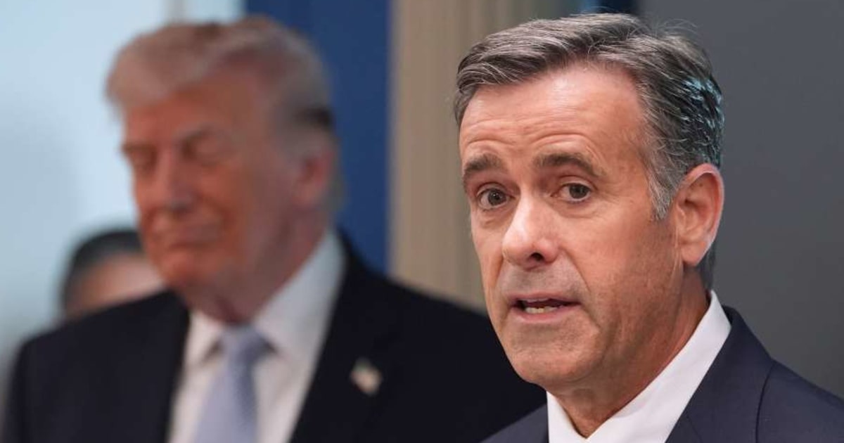 CIA Director John Ratcliffe speaks with reporters in the James Brady Press Briefing Room at the White House, Monday, April 6, 2026, in Washington, as President Donald Trump looks on (AP Photo/Alex Brandon)
