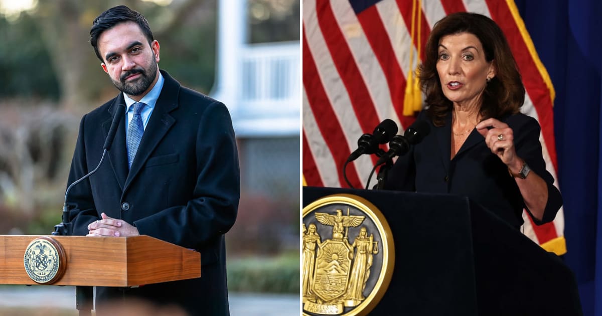 The 25th anniversary of 9/11 faced controversy as 600 retired Port Authority officers urged Mayor Zohran Mamdani and Gov Kathy Hochul to stay away (Getty Images)