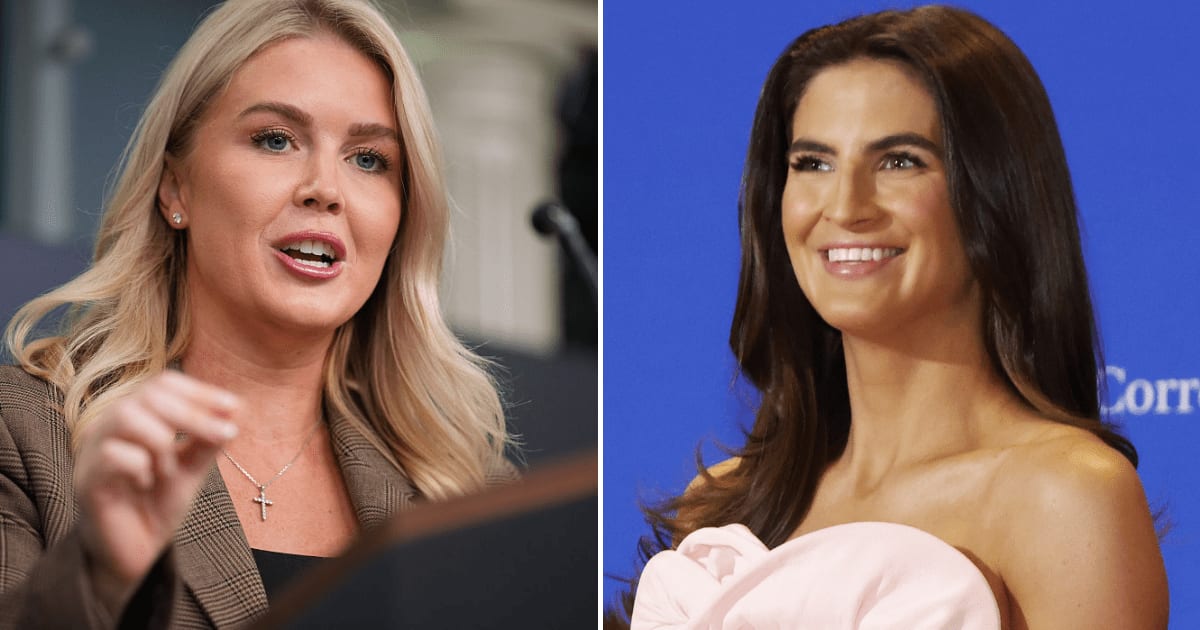 A social media post claims Karoline Leavitt is suing Kaitlin Collins for terrible remarks against her husband and kids (Getty Images)