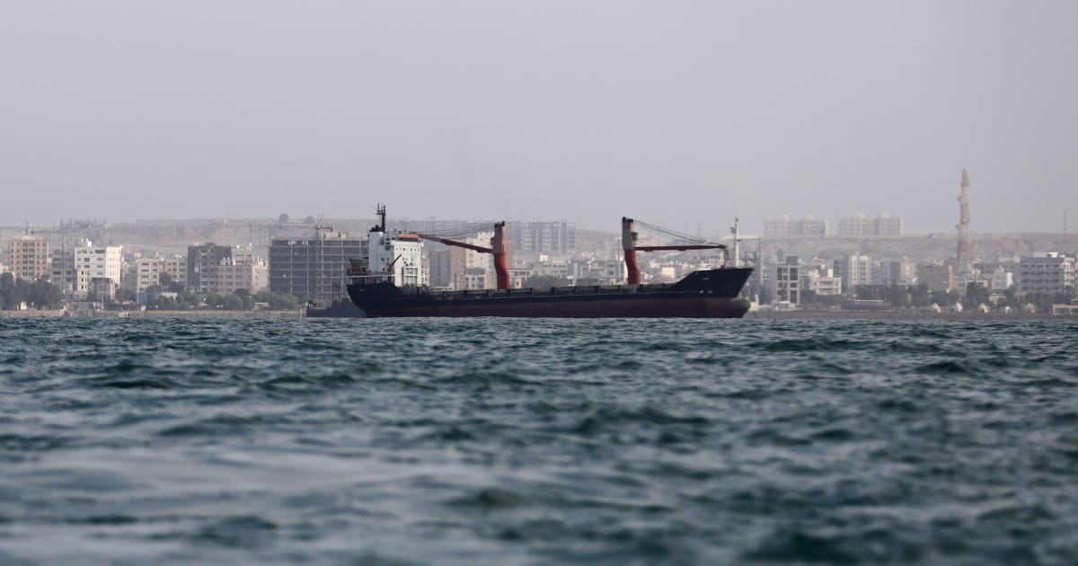Ships are anchored in the Strait of Hormuz on August 10, 2026, off the coast of Bandar Abbas, Iran (Getty Images)