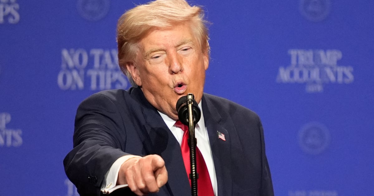 Donald Trump has been locked in a furious trade war with Canada since imposing 50% tariffs on about $20 billion worth of Canadian goods after the collapse of trade talks between the two longtime allies (AP Photo/John Locher)