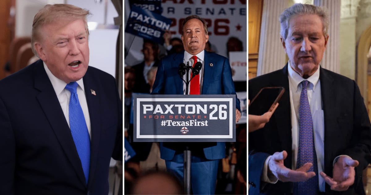 Senator John Kennedy said the Senate GOP has no money budgeted for Texas and urged Donald Trump to help Ken Paxton (AP Photos/Getty Images)