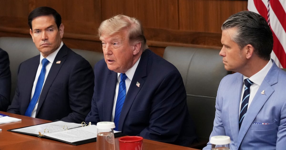President Donald Trump speaks alongside Secretary of State Marco Rubio and Defense Secretary Pete Hegseth during a cabinet meeting, Friday, July 31, 2026, at Camp David, Md (AP Photo)