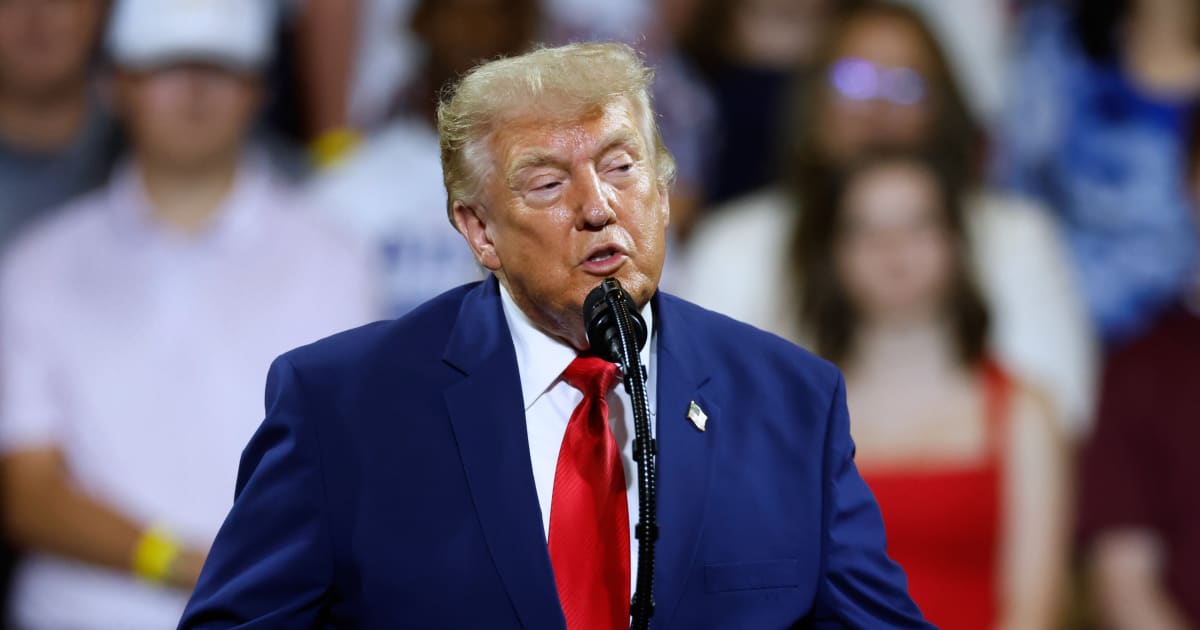 President Donald Trump speaks at a rally at Wheeler High School in Marietta, Ga., Wednesday, July 22, 2026 (AP Photo/Erik S. Lesser)