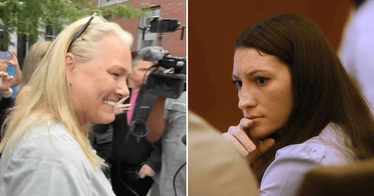 Dawn Light appeared to show no remorse and refused to offer an explanation after being accused of stalking jurors in the Lindsay Clancy case (@BrianEntin/X, AP Photos)