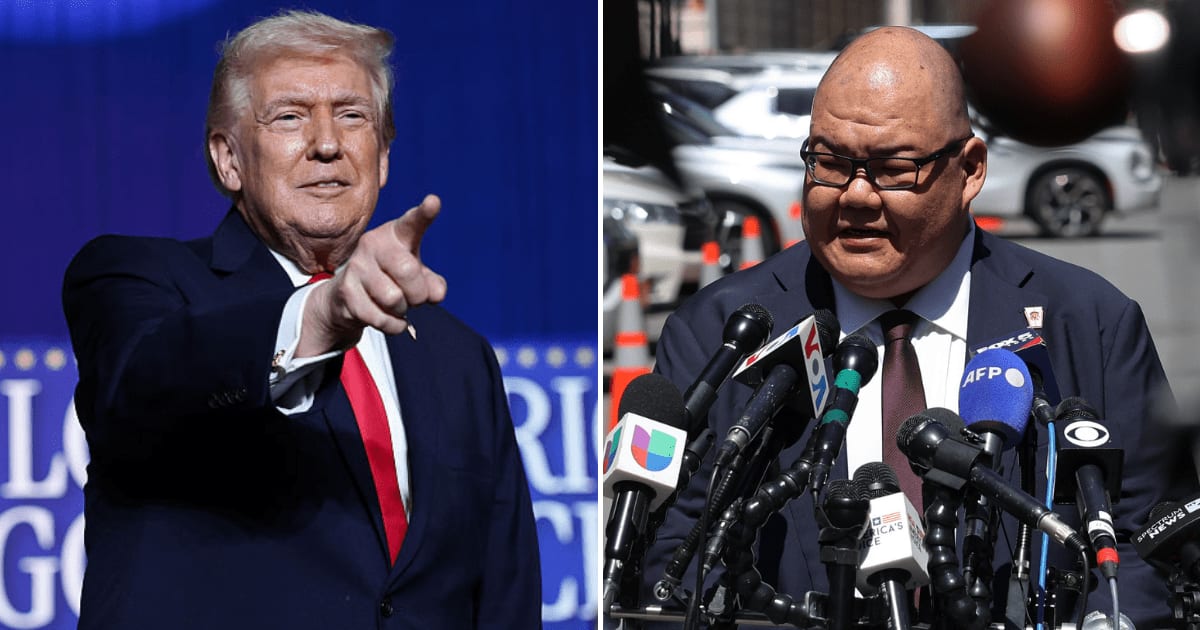 A viral screenshot claims to show President Donald Trump promoting Steven Chueng's online platform along with a promo code (Getty Images)