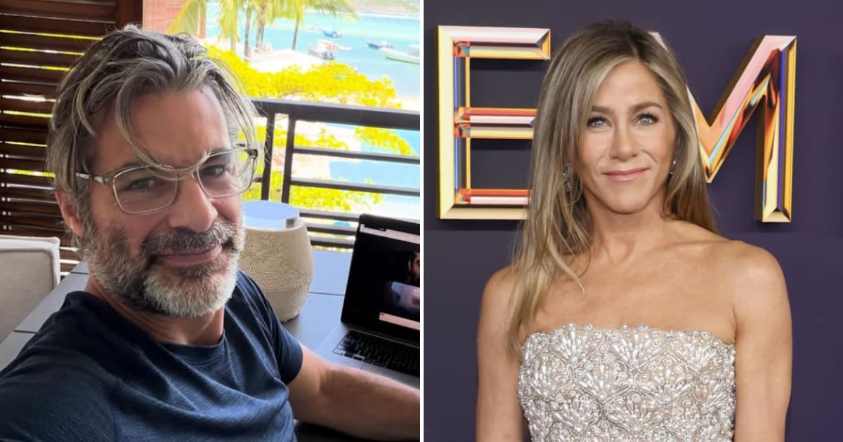 Jennifer Aniston has opened up about her struggle with public speaking while appearing alongside her boyfriend Jim Curtis, at the launch of his new book, 'The Book of Possibility' (Getty Images, Instagram/@jimcurtis1)