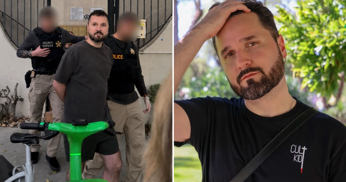 Los Angeles podcaster Benjamin Southworth was indicted on federal charges after allegedly threatening President Trump and targeting his attorney's family (@USAttyEssayli/X, holymenace.com)