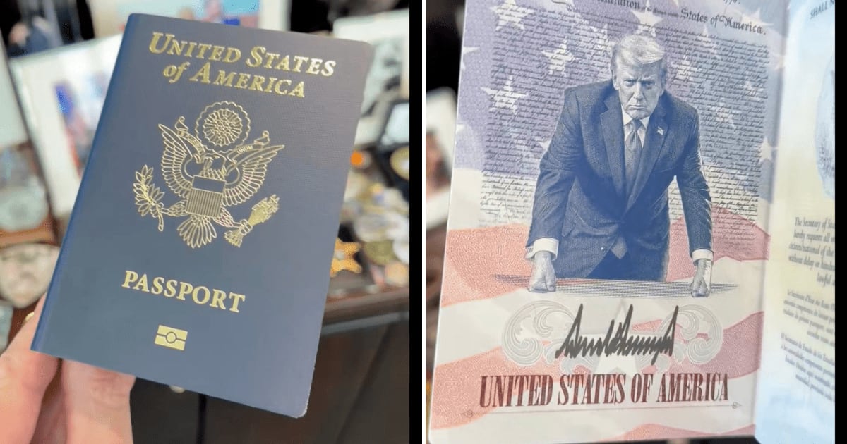 Eric Trump showed off his commemorative US passport featuring a portrait of his father, Donald Trump (@EricTrump/X)