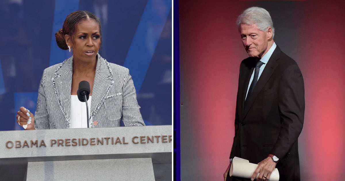 A social media post claims Michelle Obama said that the Democratic Party should dump Bill Clinton over ties to Jeffrey Epstein (Getty Images)