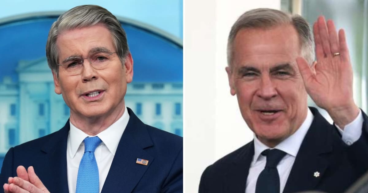 Treasury Secretary Scott Bessent took a sharp swipe at Canadian Prime Minister Mark Carney as trade tensions between the US and Canada continue to escalate (AP Photo)