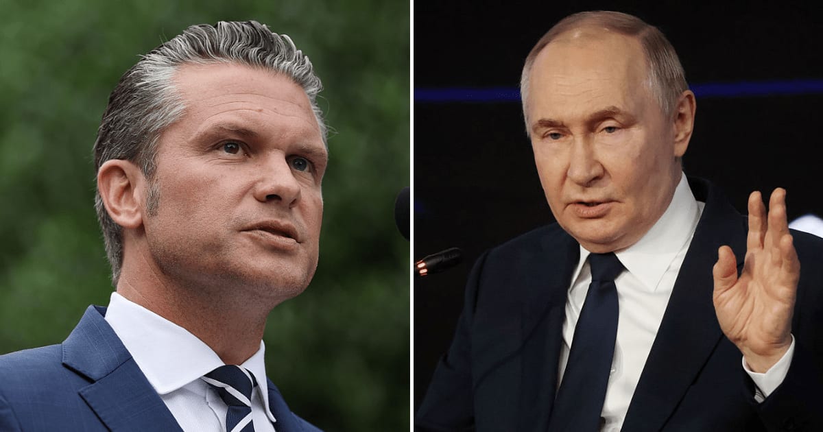 The claim began circulating on X through a post that allegedly showed a heated exchange between Pete Hegseth and Vladimir Putin (Getty Images)