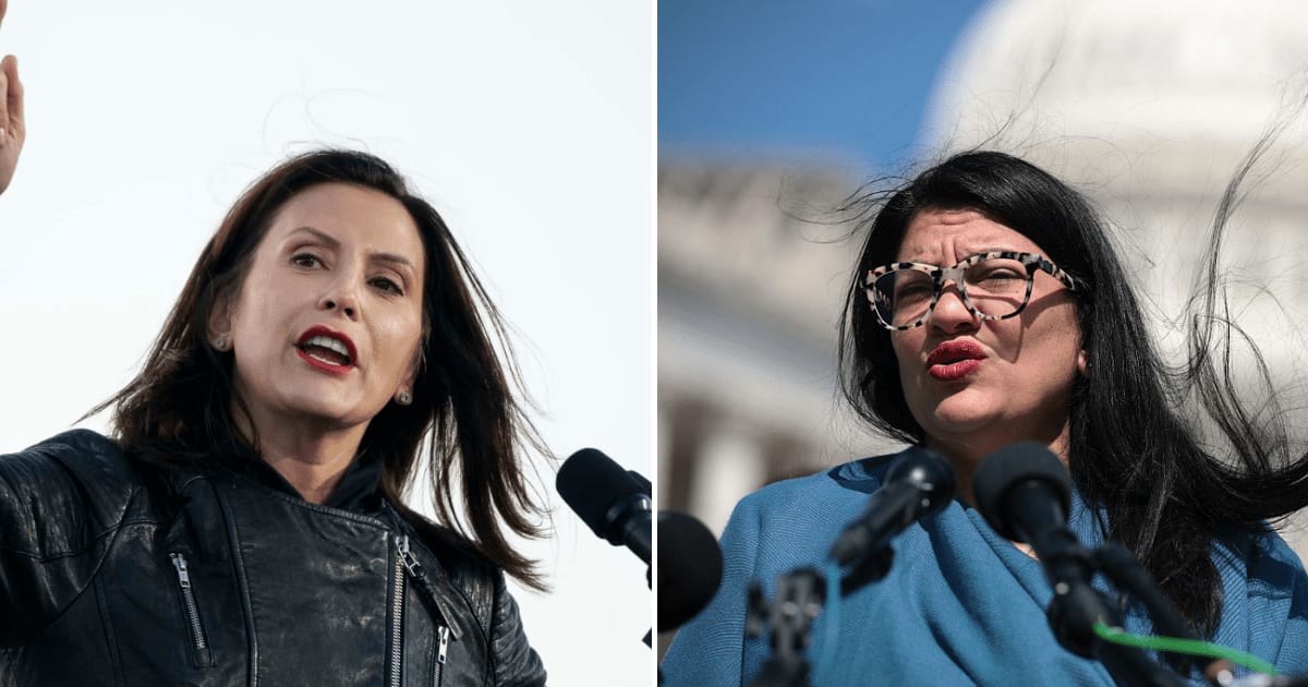 As per a viral post, Gretchen Whitmer withdrew her endorsement for Rashida Tlaib after the congresswoman was allegedly caught red-handed taking foreign donations from pro-Palestine groups (Getty Images)
