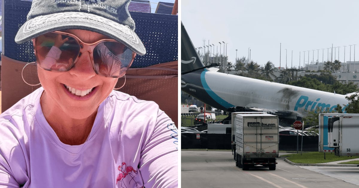Jenny O’Dell spoke exclusively to MEAWW News about the chaos and confusion following the Amazon cargo plane crash at Miami International Airport (Jenny Sidney O'Dell/Facebook, Getty Images)