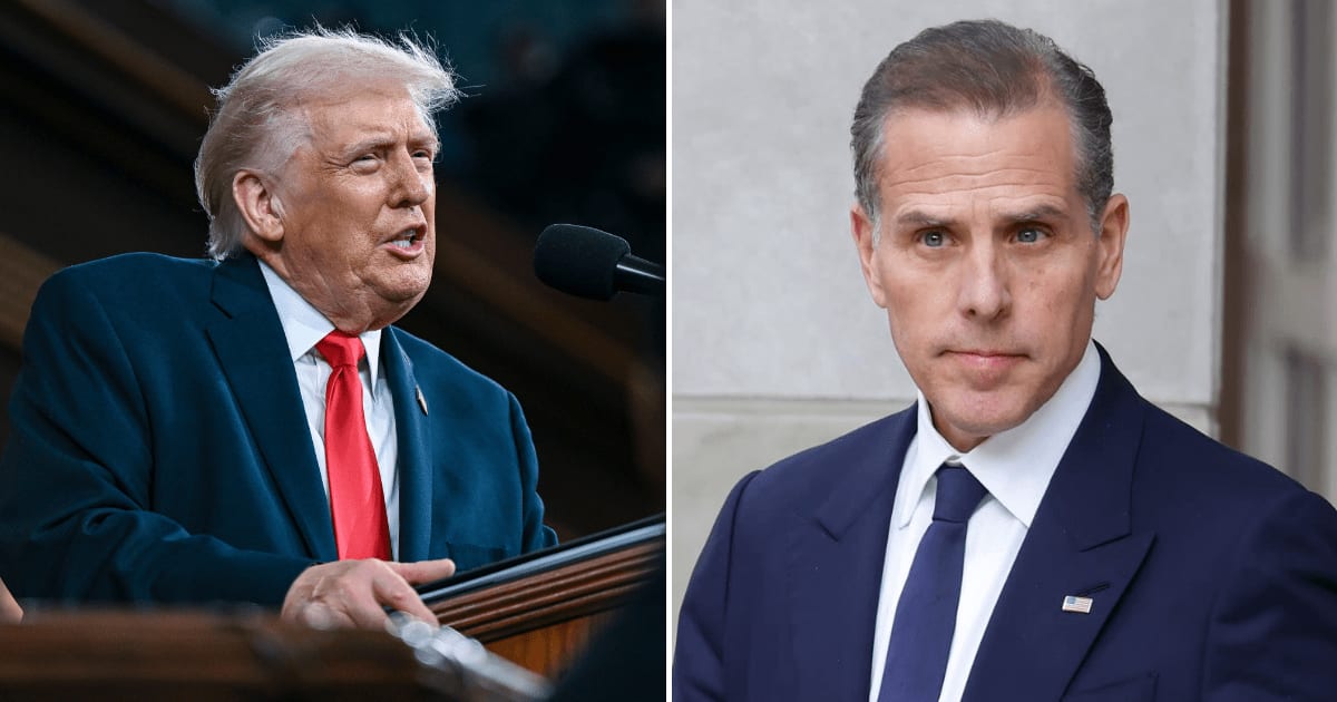 A social media post claims President Donald Trump slammed Hunter Biden's cryptocurrency launch (Getty Images)