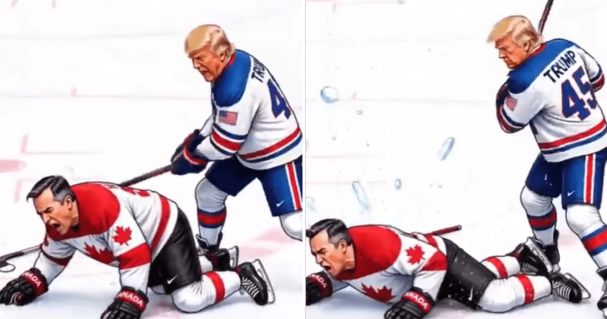 Trump shares an AI generated video showing him attacking Mark Carney (@essenviews/X)