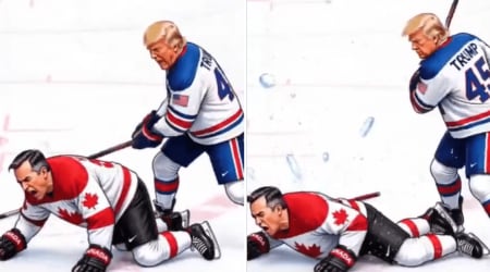 Fact Check: Did Trump share an AI video showing him hitting Mark Carney with a hockey stick?