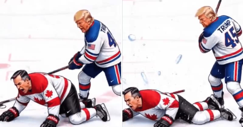 Fact Check: Did Trump share an AI video showing him hitting Mark Carney with a hockey stick?