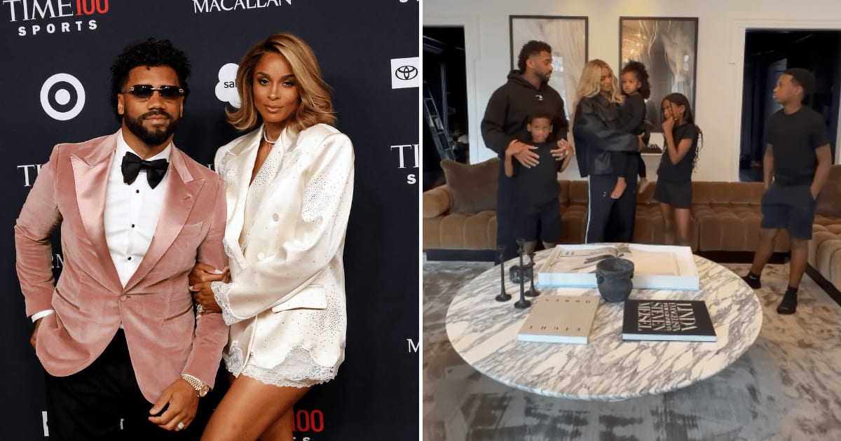 The video showed the family gathered in their living room, with Ciara and Russell Wilson, joined by their four children: Future Zahir, 12, Sienna Princess, 9, Win Harrison, 6, and Amora Princess, 2 (Taylor Hill/ WireImage, Instagram/@ciara)