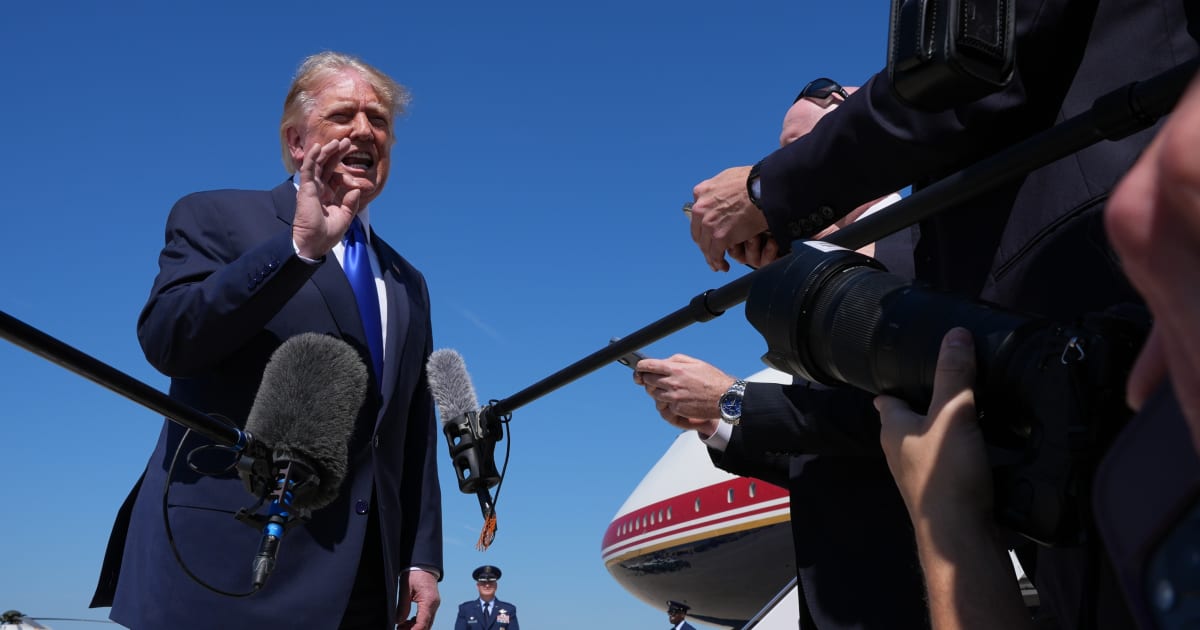 President Donald Trump talks with reporters at Joint Base Andrews, Md, Wednesday, September 9, 2026 (AP Photo/Jacquelyn Martin)