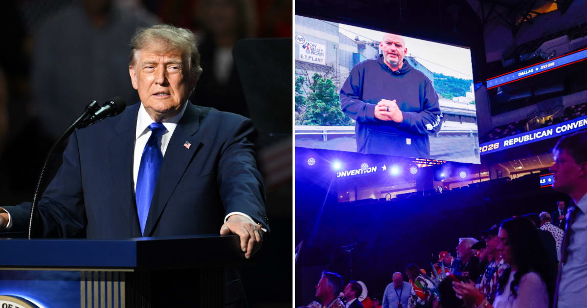 John Fetterman appeared in a video message supporting Dave McCormick at the GOP convention (Getty Images)