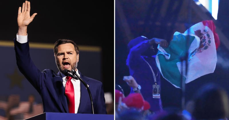 ‘I'll buy you the plane ticket’: Vance smacks down Mexican flag protester as crowd erupts