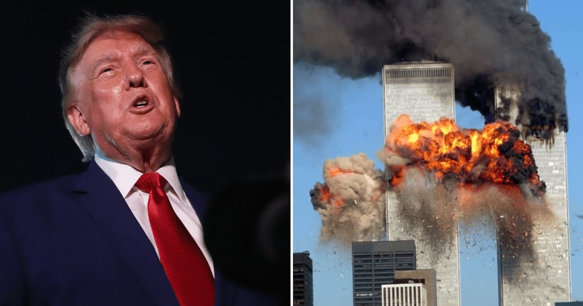 A viral screenshot claims to show a purported Truth Social post by President Donald Trump announcing the declassification of records about the September 11 attacks (AP Photo, Getty Images)