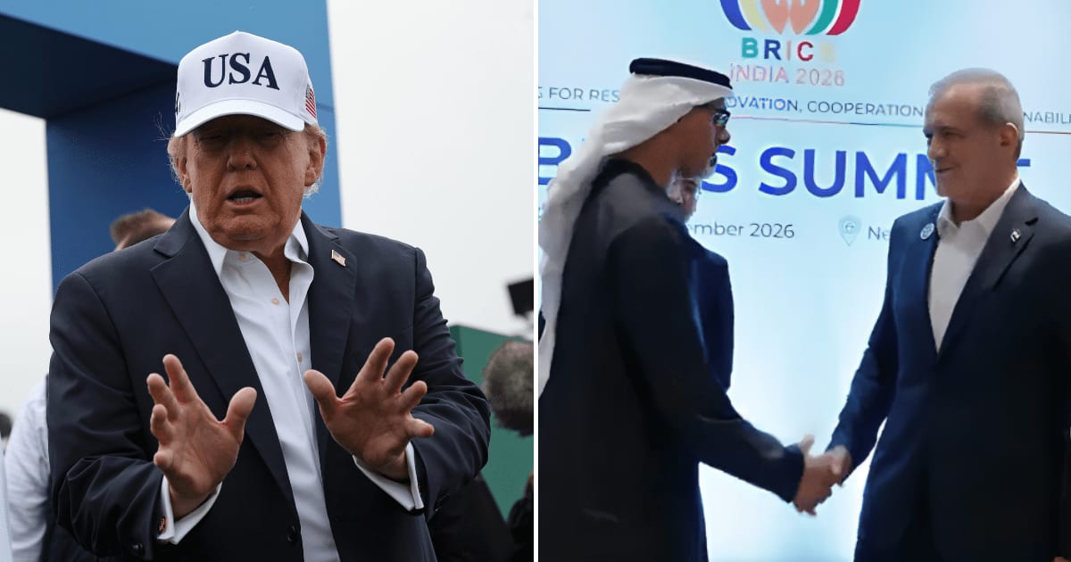 Iran used the BRICS summit to engage regional leaders as the bloc urged restraint, while President Trump said countries could pursue their own diplomacy (Anna Moneymaker/Getty Images, @Iran_in_India/X)