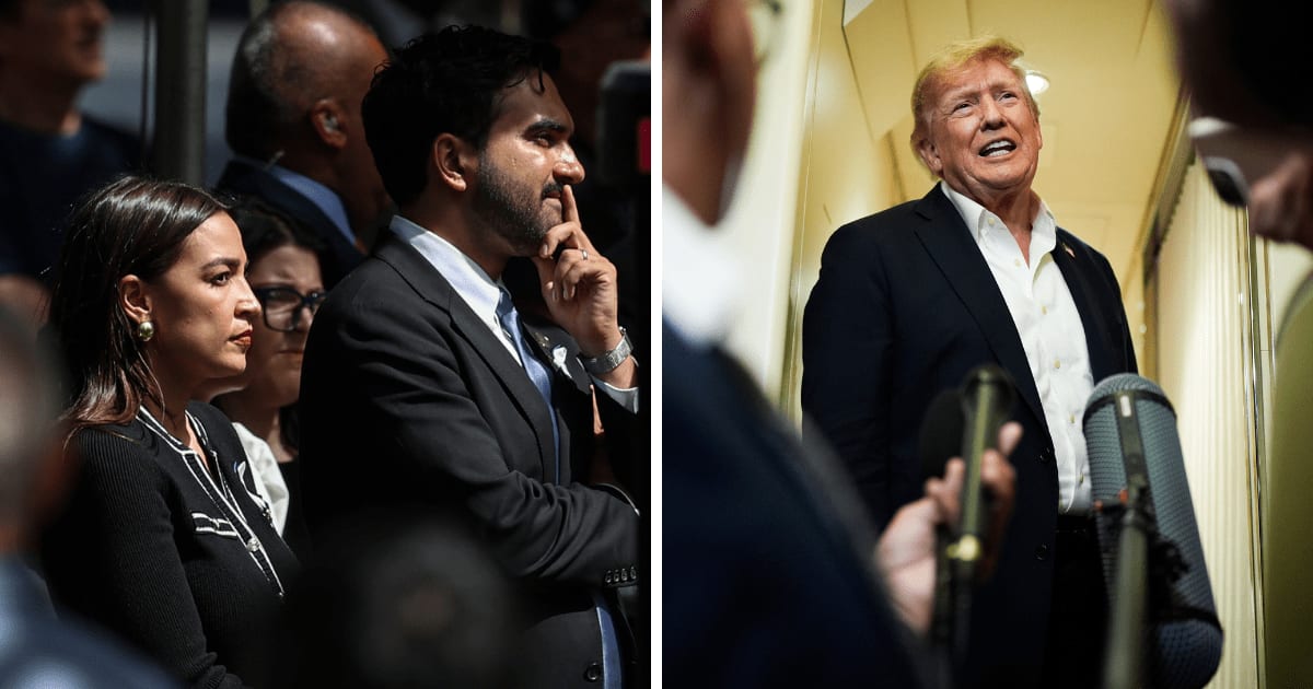 President Donald Trump has thrown himself into the growing Republican uproar over a viral moment featuring New York City Mayor Zohran Mamdani and Rep Alexandria Ocasio-Cortez at the 9/11 memorial ceremony at Ground Zero (AP Photos)