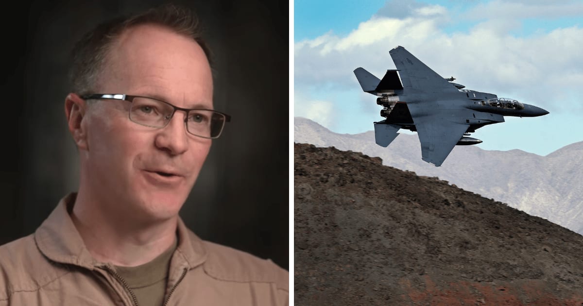 A US Air Force colonel, known as 'Bravo,' survived an F-15E crash in Iran and a 50-hour ordeal despite suffering severe injuries (60 Minutes/YouTube and Getty Images)