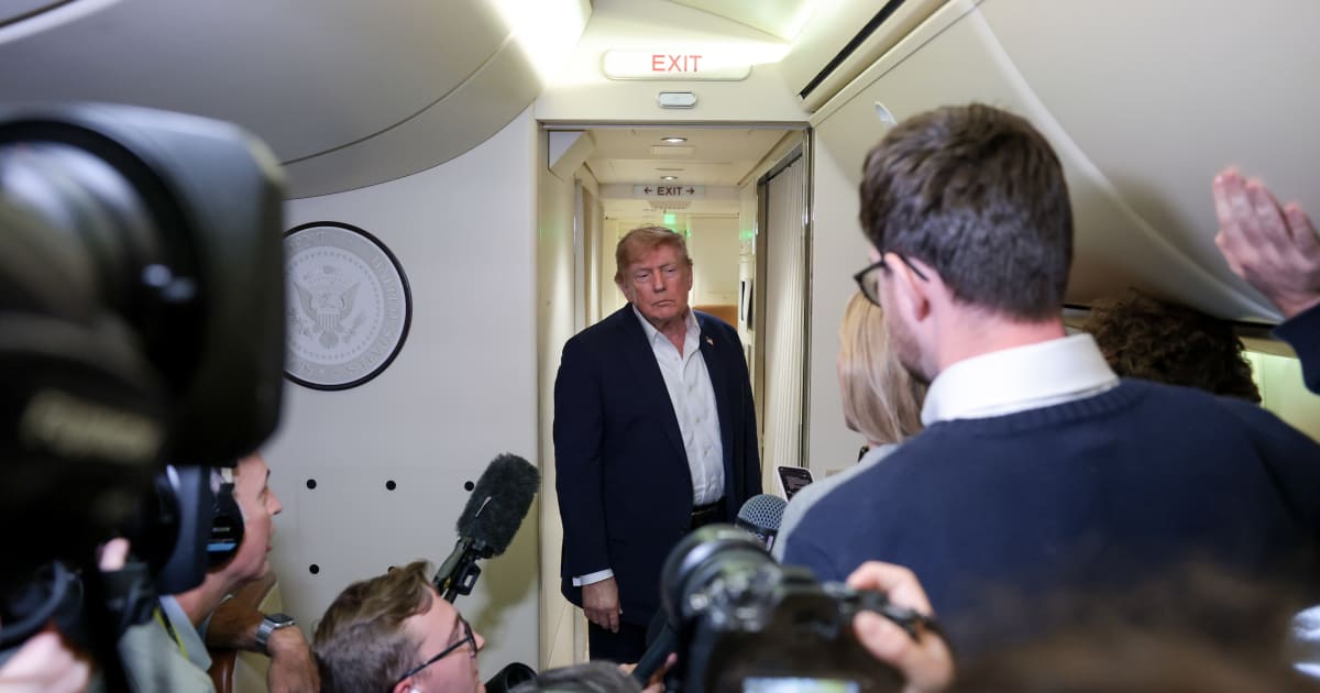 President Donald Trump speaks to reporters aboard Air Force One while traveling back from Ireland to Joint Base Andrews, Maryland on September 13, 2026, in flight (Getty Images)