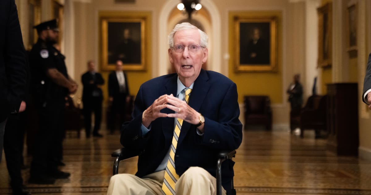 Senator Mitch McConnell, 84, who holds the record as the longest-serving party leader in Senate history, had been away from the chamber for more than three months after a fall (AP Photo/Allison Robbert)