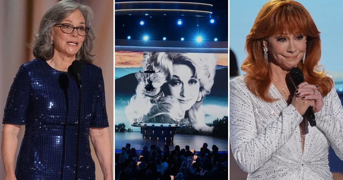 Dolly Parton honored by Sally Field and Reba McEntire at the 78th Emmy Awards (Photo by Chris Pizzello/AP Photos)