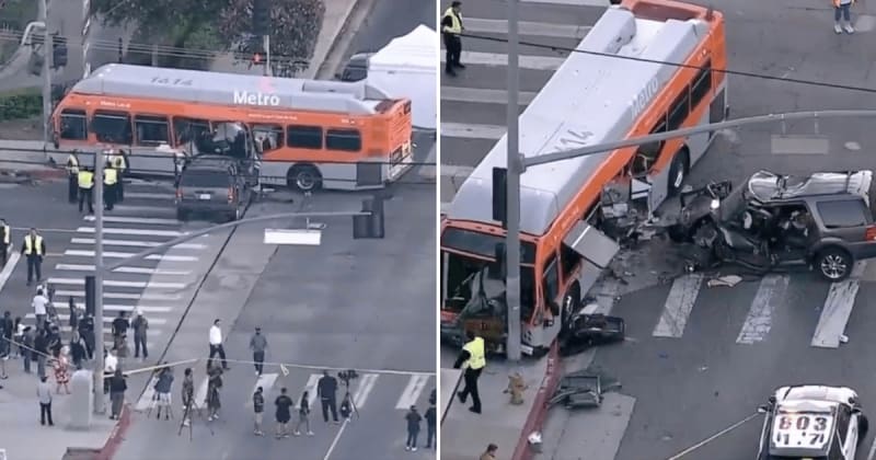 LA Metro bus crash video shows collision before NBC helicopter tragedy in Chatsworth
