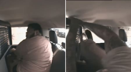 Jaw-dropping video shows handcuffed Texas suspect break through patrol car window and bolt