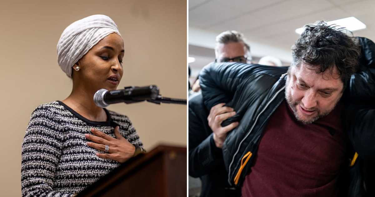 A Minnesota man was sentenced to 14 months in prison after spraying Rep Ilhan Omar with vinegar at a January town hall (Getty Images)