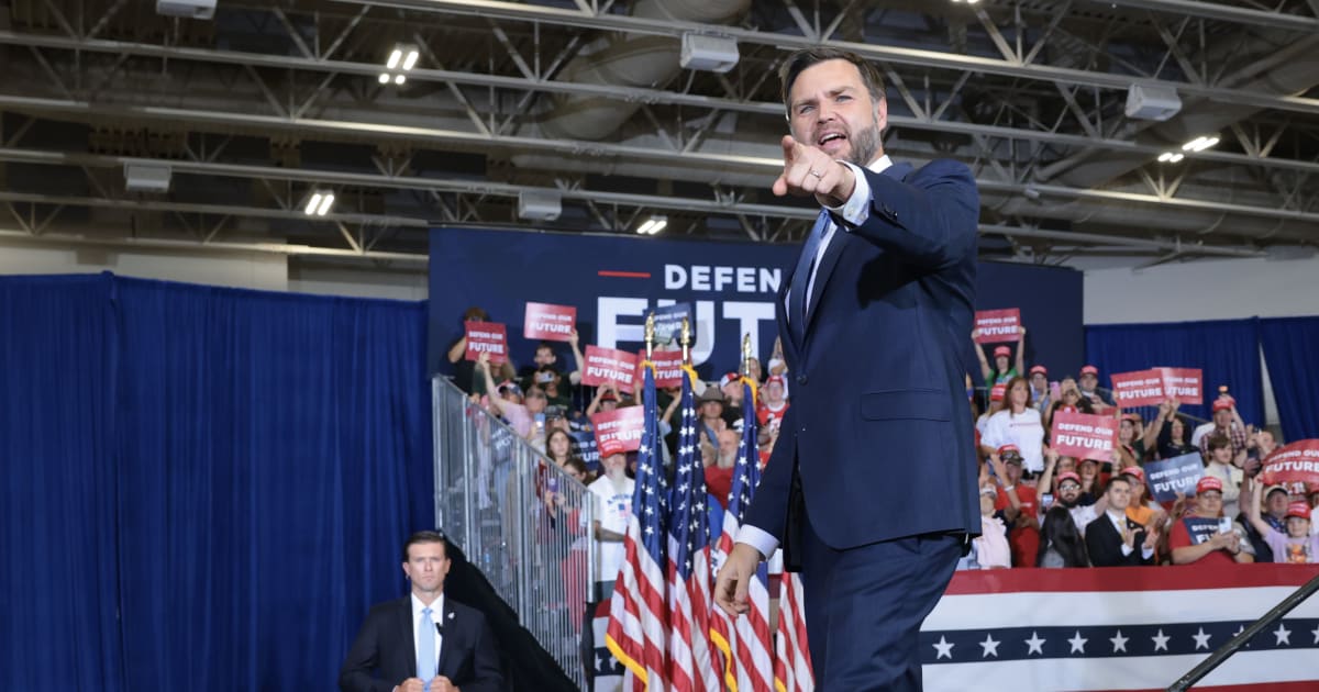 Vice President JD Vance leaves the stage after speaking during a Republican National Committee’s Midterm Rally at the Mid-America Center on September 18, 2026, in Council Bluffs, Iowa (Anna Moneymaker/Getty Images)