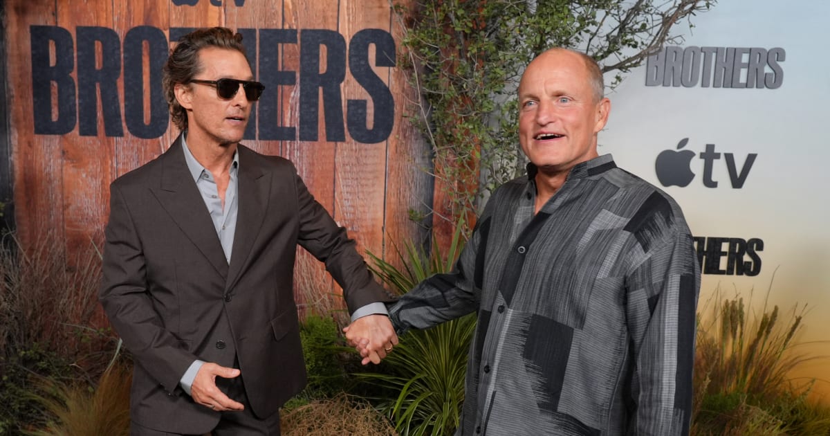 Matthew McConaughey and Woody Harrelson opened up about their close friendship and relationships with each other’s families at the Los Angeles premiere of their new Apple TV series 'Brothers' (AP Photo)