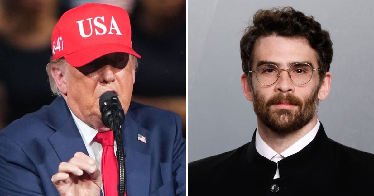 Donald Trump was asked about his thoughts on Hasan Piker during an Oval Office event on Friday, September 18 (Getty Images)