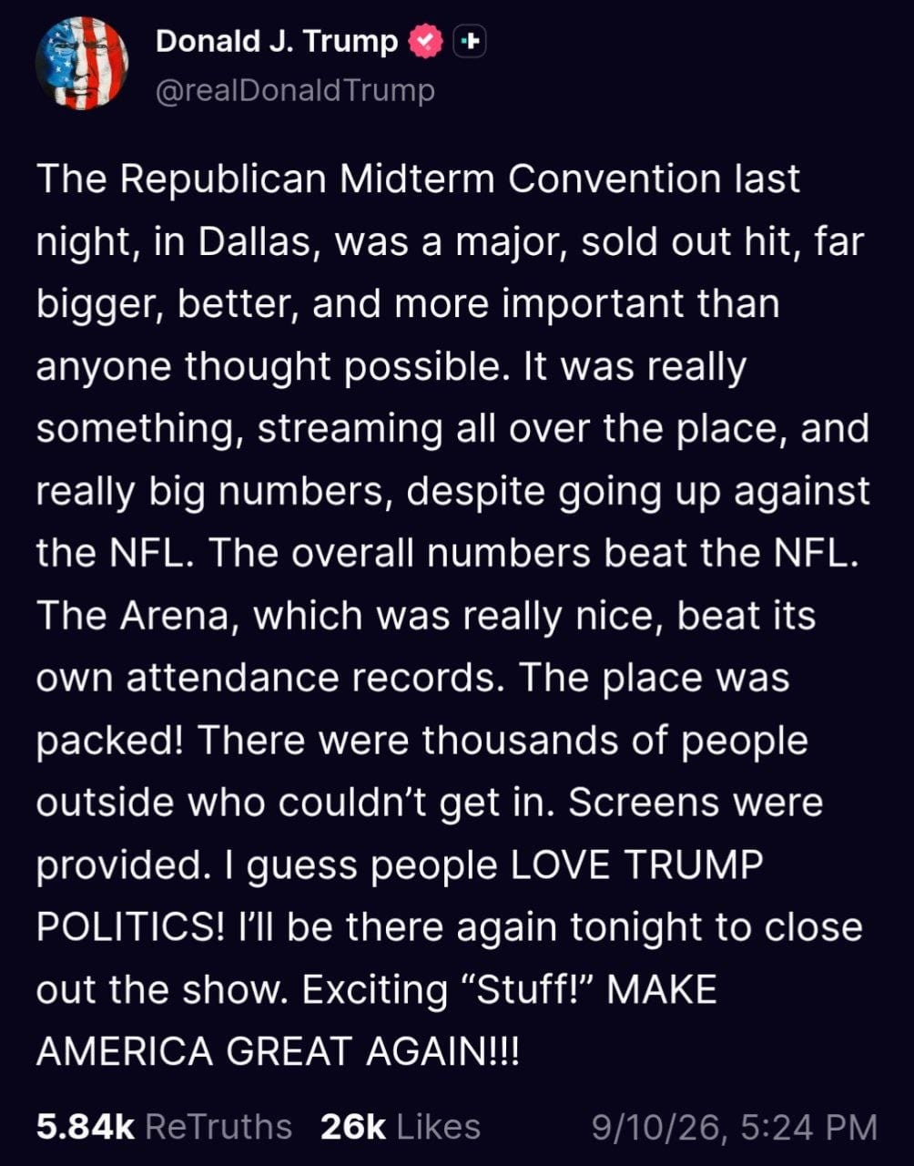 (@realDonaldTrump/Truth Social)