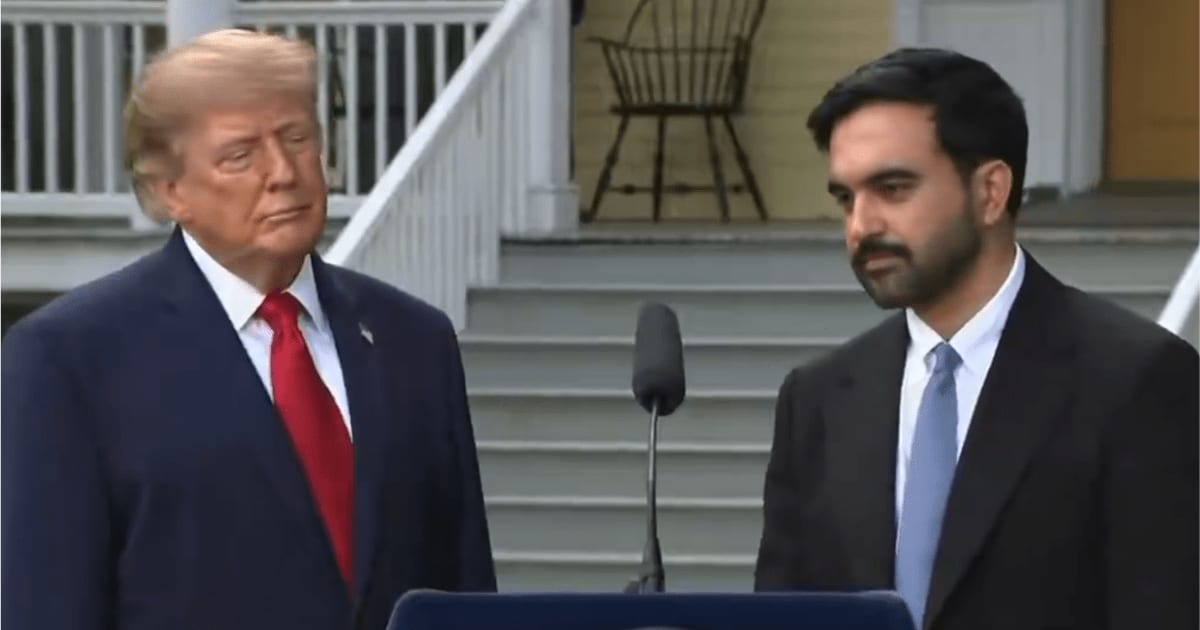 Donald Trump claimed the press could 'never boycott' him while addressing reporters alongside New York City Mayor Zohran Mamdani (@RapidResponse47/X)